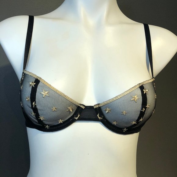 Skarlett Blue Star Embroidered Mesh Sheer Bra 32A - Picture 1 of 4